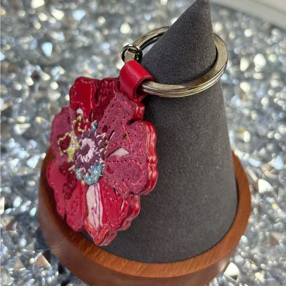 Coach RARE vintage poppy flower APPLIQUÉ key chain EUC - Picture 5 of 11